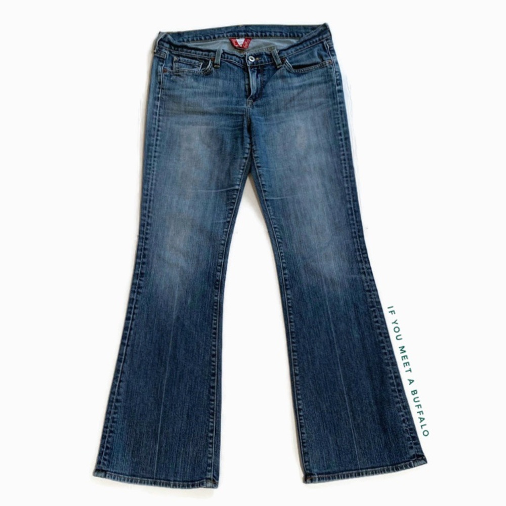 Lucky Brand Women’s 14/32 Reg Zoe Bootcut Jeans Medium Wash Distressed USA